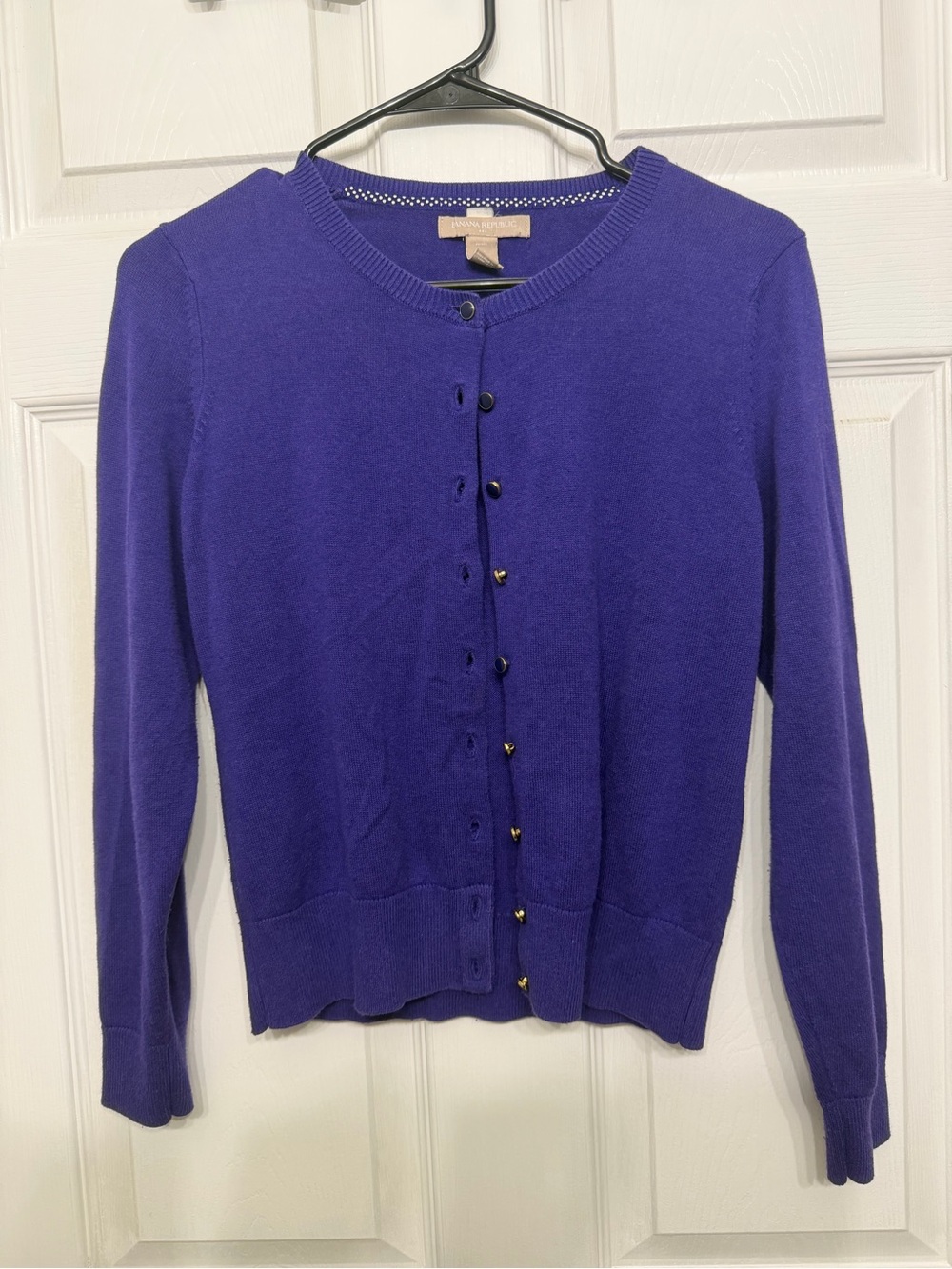 Banana Republic Purple Button-Front Crewneck Cardigan